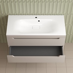 Style Line Тумба с раковиной Остин 100 подвесная крем – фотография-7